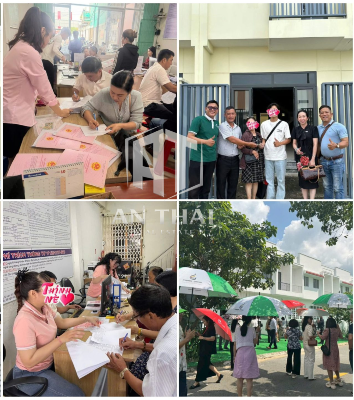 Hình ảnh tổng hợp khách hàng thực hiện thủ tục ký kết hợp đồng, nhận bàn giao sổ hồng riêng từng căn và trực tiếp tham quan dự án Phước Đông New City Tây Ninh.