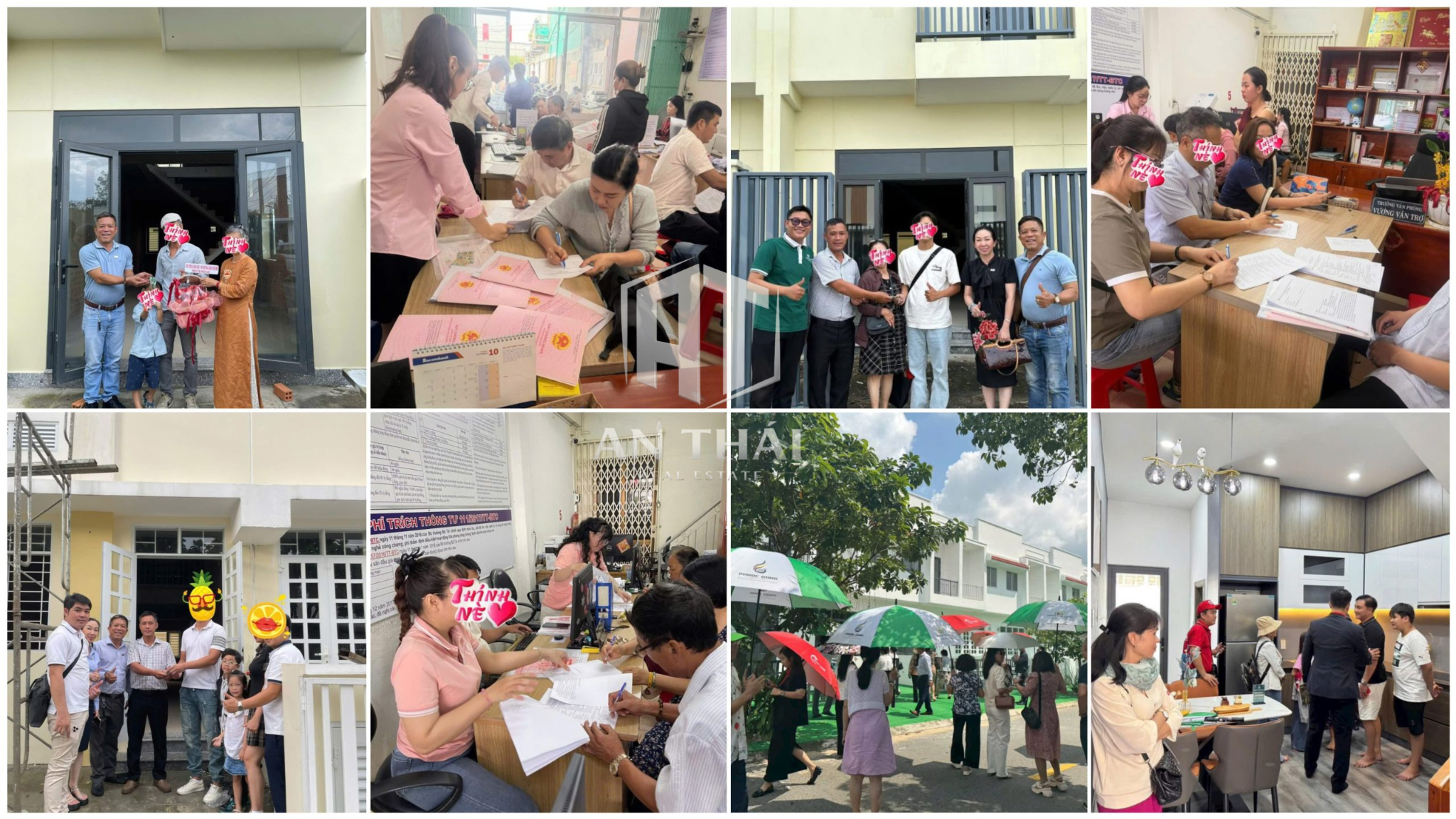 Hình ảnh tổng hợp khách hàng thực hiện thủ tục ký kết hợp đồng, nhận bàn giao sổ hồng riêng từng căn và trực tiếp tham quan dự án Phước Đông New City Tây Ninh.